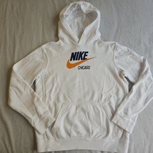 Nike Chicago Kids White Hoodie with Blue and Orange Logo